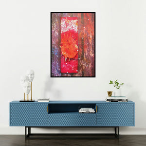 Rama Reddy's '10 The Ephemeral Self I (The Ephemeral Self I)' painting visualized above a sofa in a contemporary room.