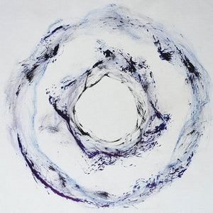 Abstract pen ink painting titled '10 Hours 18 Minutes Life Facsimile', 23x23 inches, by artist Sandeep Kumar on Canvas
