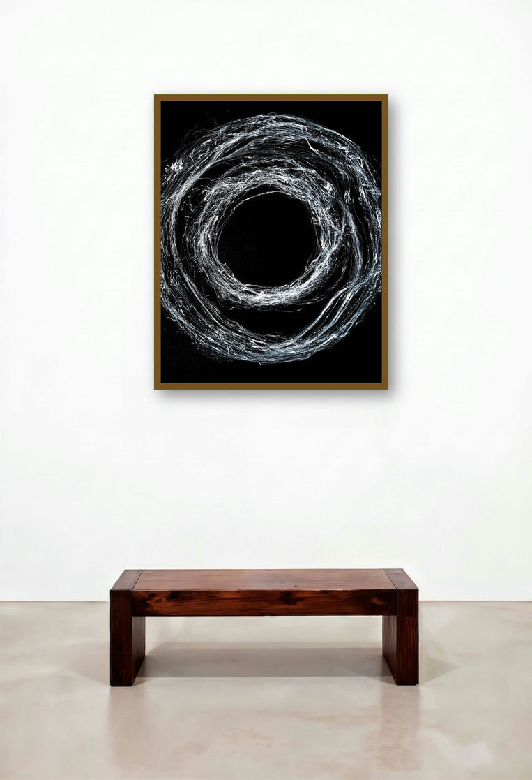 10 Hours 26 Minutes Life Facsimile (Event Horizon) by artist Sandeep Kumar displayed in a Luxury Living Room
