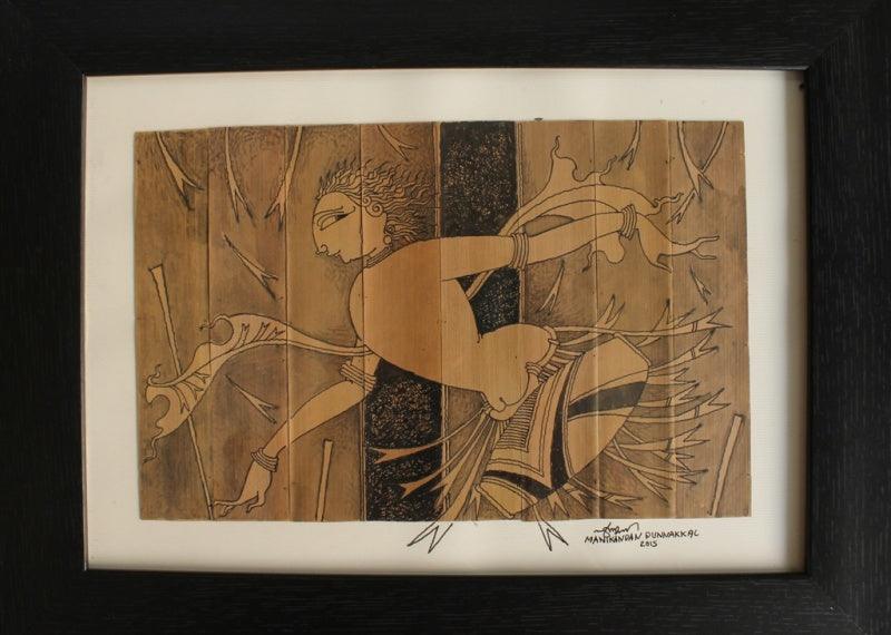 Figurative ink drawing titled '106', 29x36 inches, by artist Manikandan Punnakkal on Leaf