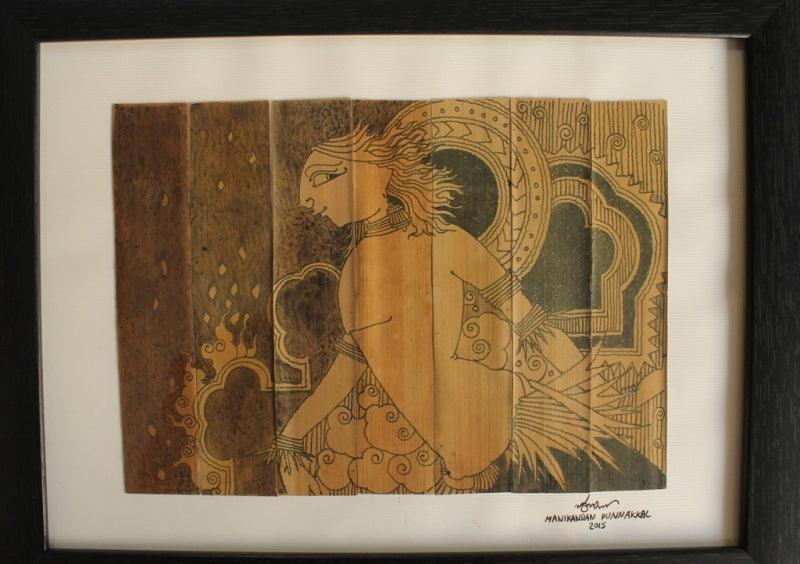 Figurative ink drawing titled '107', 29x36 inches, by artist Manikandan Punnakkal on Leaf