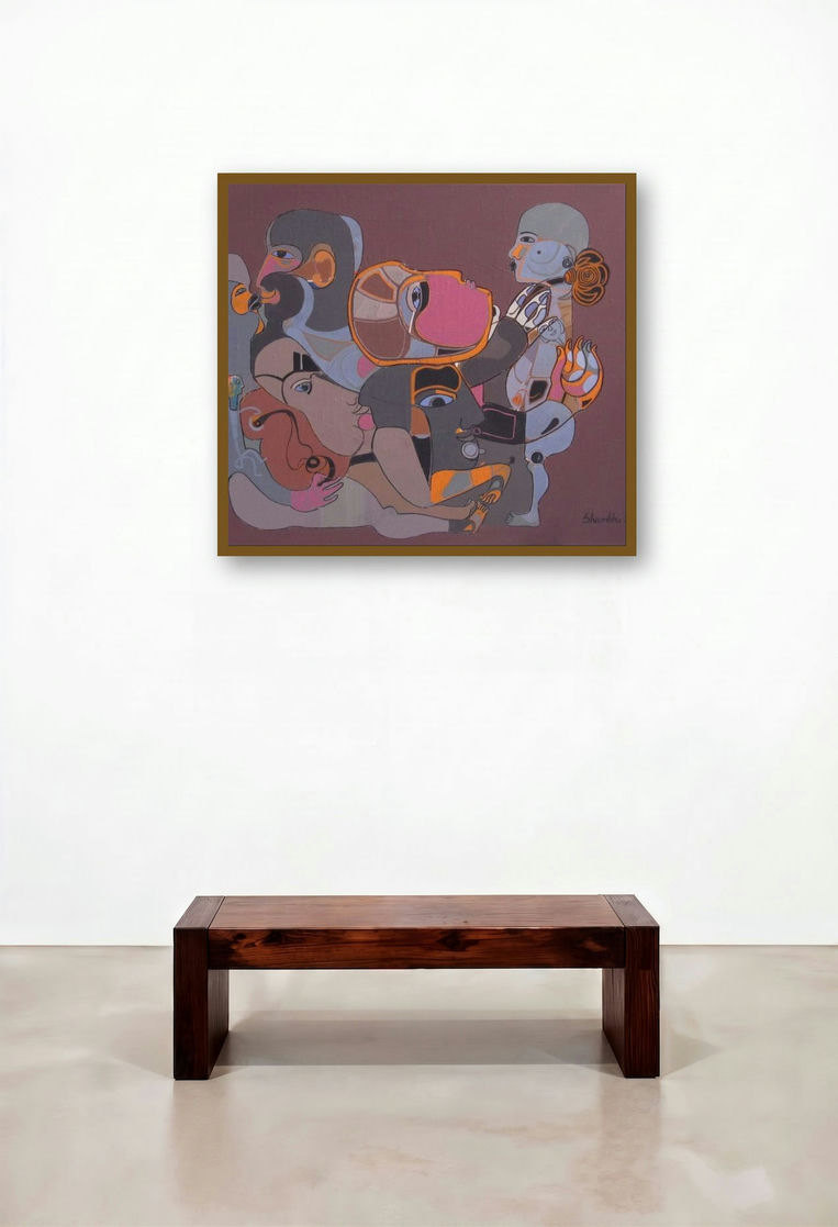 114 (The Human Tapestry) by artist Shambhu Prasad Reddy Kolli displayed in a Modern Study