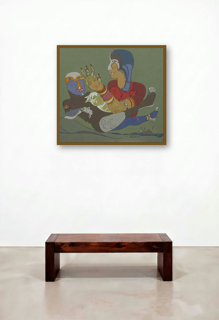 120 (Interconnected) by artist Shambhu Prasad Reddy Kolli displayed in a Luxury Reception Area