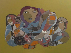 contemporary acrylic painting titled '124', 48x36 inches, by artist Shambhu Prasad Reddy Kolli on canvas