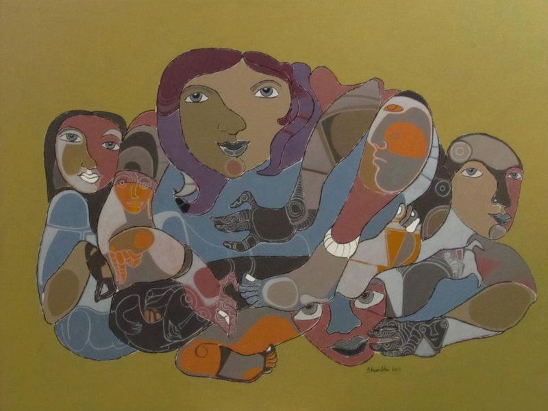 contemporary acrylic painting titled '124', 48x36 inches, by artist Shambhu Prasad Reddy Kolli on canvas