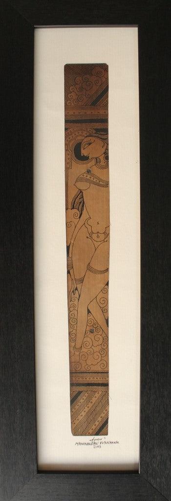 Figurative ink drawing titled '124', 59x20 inches, by artist Manikandan Punnakkal on Leaf