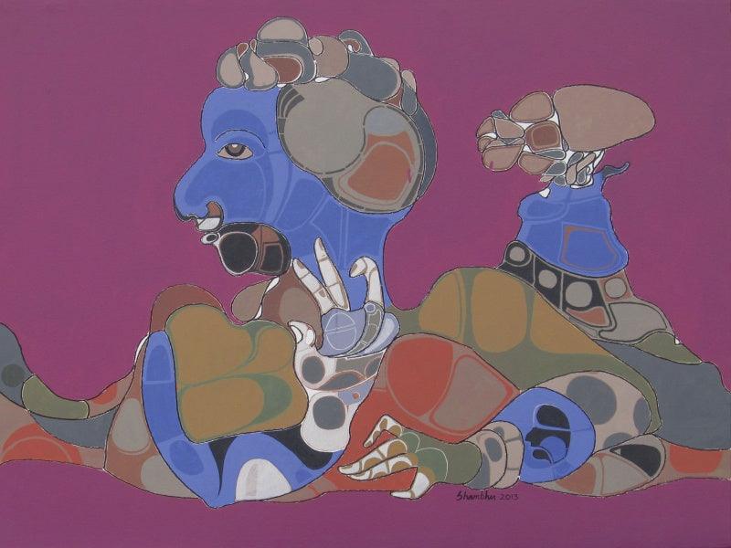 contemporary acrylic painting titled '128', 48x36 inches, by artist Shambhu Prasad Reddy Kolli on canvas