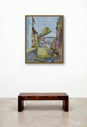 13 (Misty Morning) by artist Ghanshyam Dongarwar displayed in a Traditional Home Office