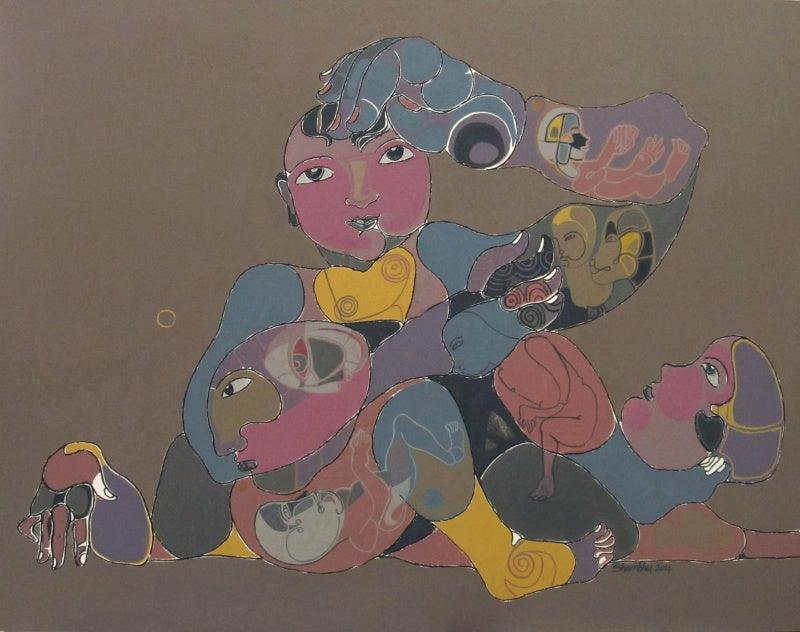 Figurative acrylic painting titled '131', 48x36 inches, by artist Shambhu Prasad Reddy Kolli on canvas