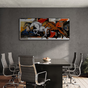 In-situ view of Devidas Dharmadhikari's '151 84X36' painting in a room