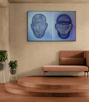 In-situ view of Satish Kale's '18 Safety (Echoes of the Mind)' painting in a room