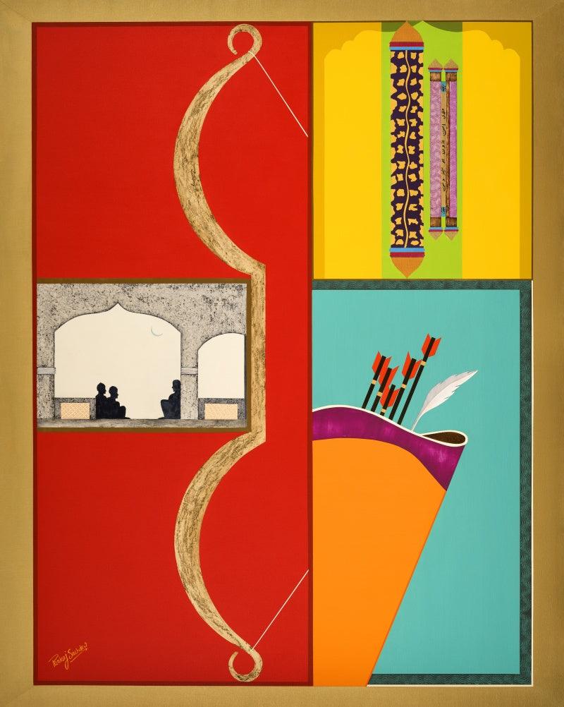 Religious mixed media titled '3 guru Gobind Singh sarbansdani', 48x60 inches, by artist Pankaj Sachdeva on Canvas