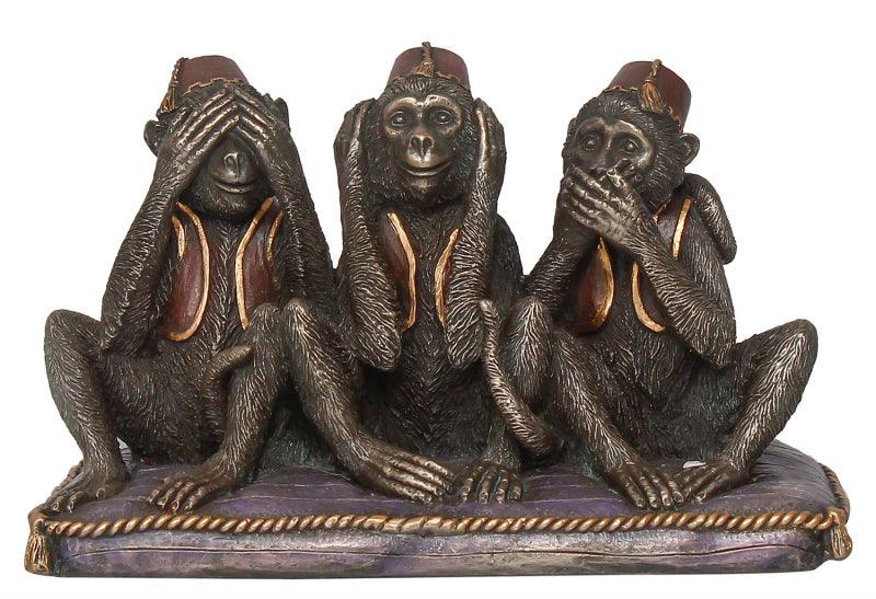 Animals handicraft titled '3 Wise Monkeys', 3x5x3 inches, by artist Brass Handicrafts on Polyresin, Bronze