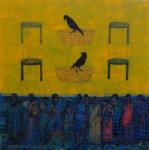 Figurative acrylic painting titled '3pm', 48x48 inches, by artist Harshada Kolapkar on Canvas