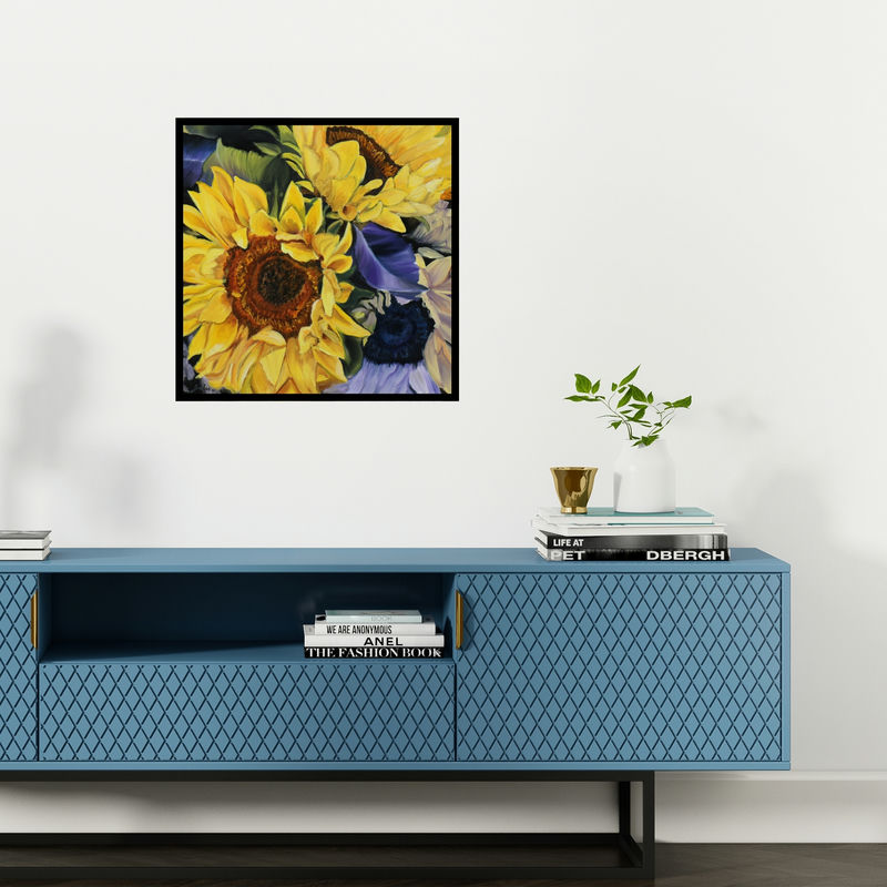In-situ view of Sulakshana Dharmadhikari's 'Sunflower (Sunny Disposition)' painting in a room