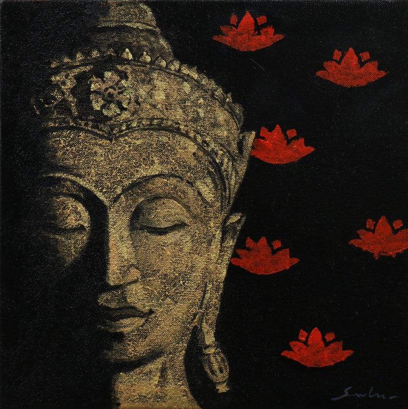 Figurative acrylic painting titled '4', 12x12 inches, by artist Sulakshana Dharmadhikari on Canvas