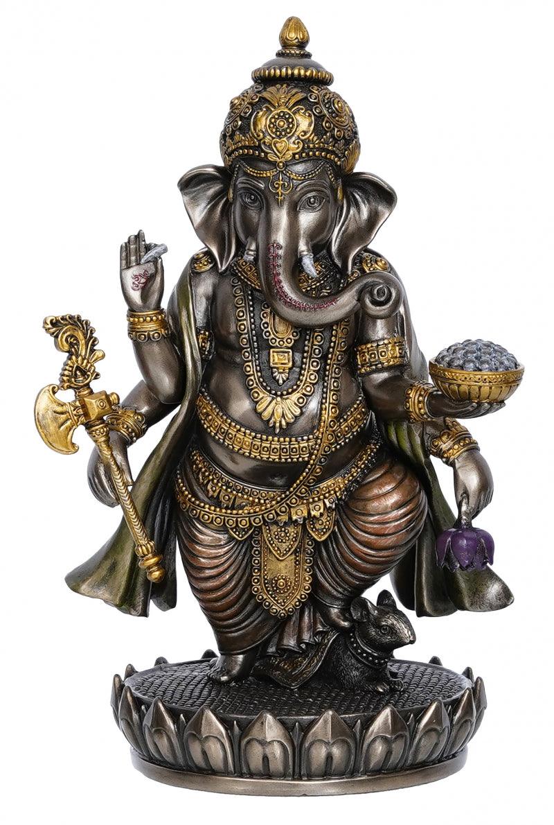 Religious handicraft titled '4 Bhujadhari Lord Ganesha', 8x5x3 inches, by artist Brass Handicrafts on Polyresin And Bronze
