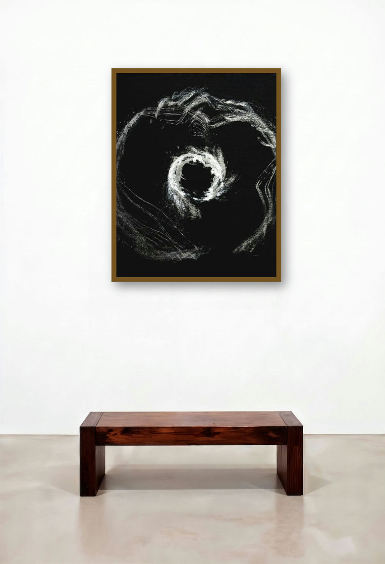 4 Hours 14 Minutes Life Facsimile (The Abyss**) by artist Sandeep Kumar displayed in a Scandinavian Foyer