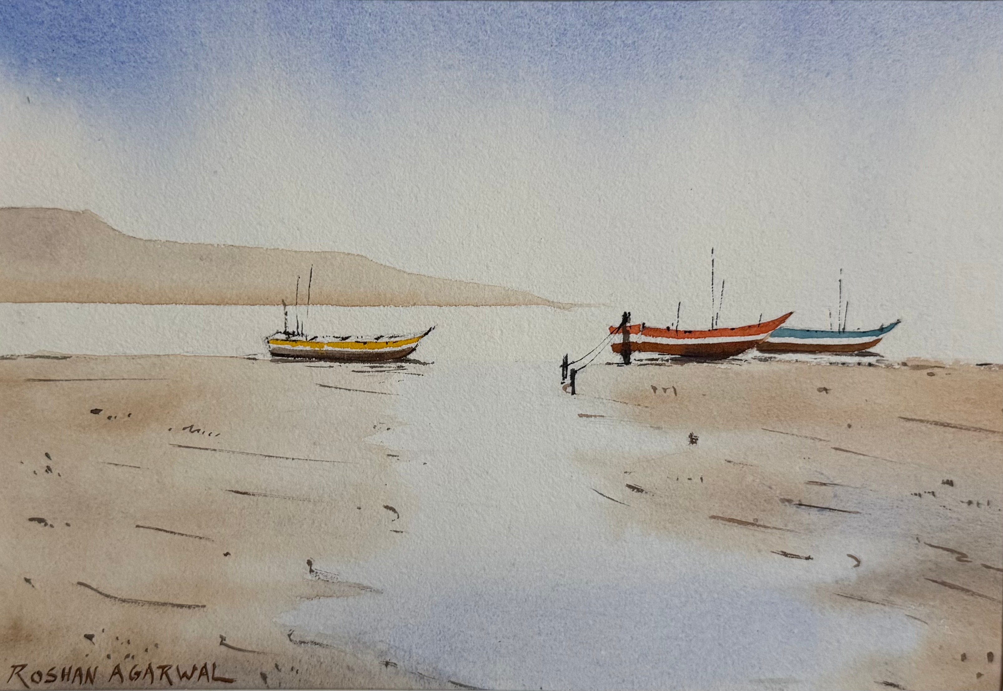 '3 Boats' Painting by artist Roshan Agarwal