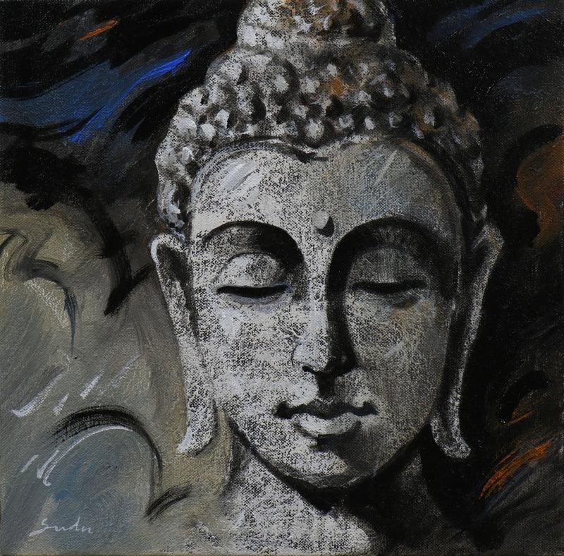 Figurative acrylic painting titled '5', 12x12 inches, by artist Sulakshana Dharmadhikari on Canvas