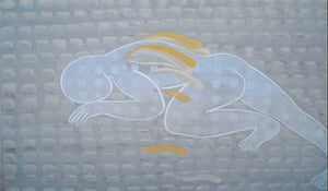 5 Rest (Ephemeral Embrace) by Satish Kale, Original Acrylic Figurative Painting on Canvas, Large Horizontal Wall Art