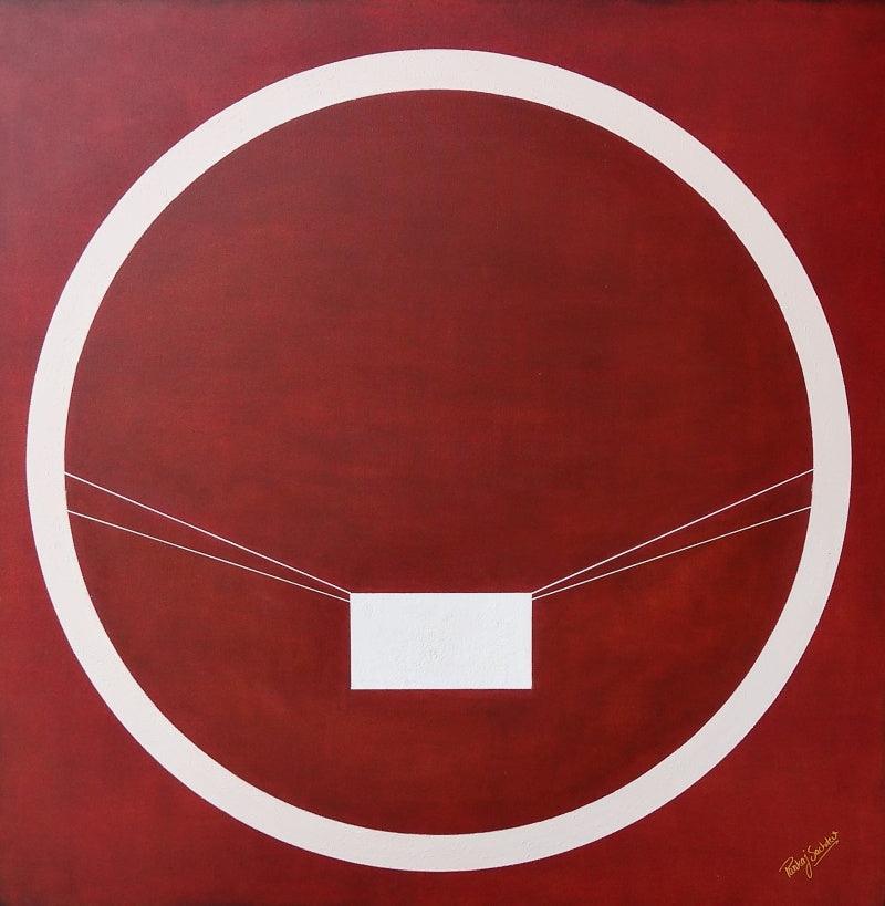 Religious mixed media titled '7 shunya', 48x48 inches, by artist Pankaj Sachdeva on Canvas