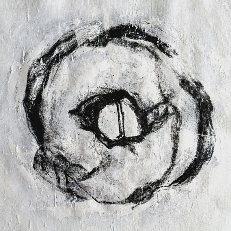 Abstract mixed media painting titled '8 Hours 47 Minutes Life Facsimile', 15x15 inches, by artist Sandeep Kumar on Canvas