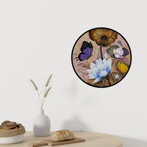 In-situ view of Sulakshana Dharmadhikari's 'Flower With Butterfly (Floral Rhapsody)' painting in a room