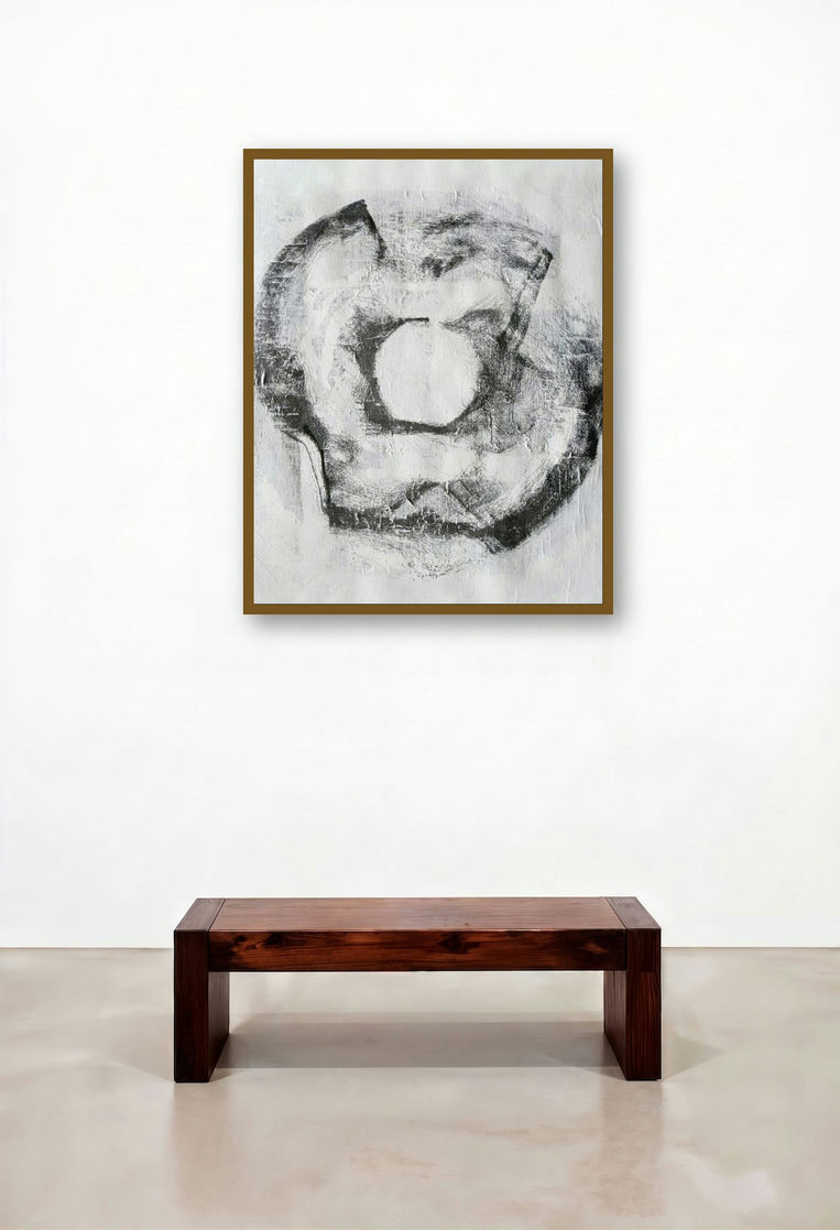 9 Hours 03 Minutes Life Facsimile (The Void**) by artist Sandeep Kumar displayed in a Modern Hotel Suite