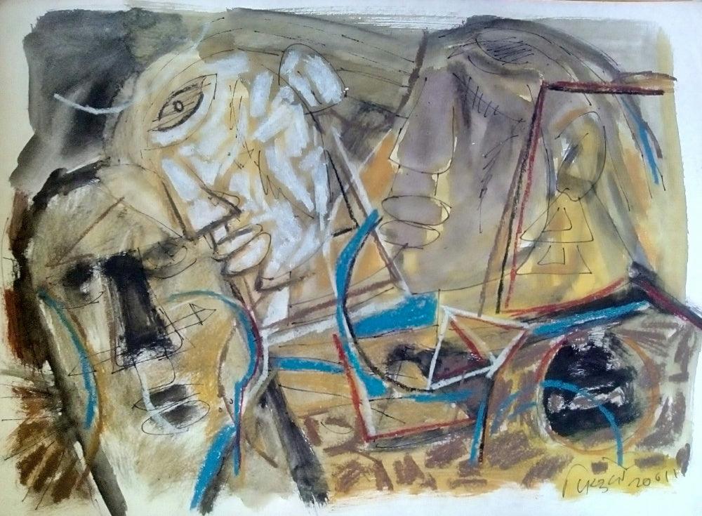 Abstract mixed media painting titled 'Abstract 1', 15x11 inches, by artist Jitendra Suralkar on Paper