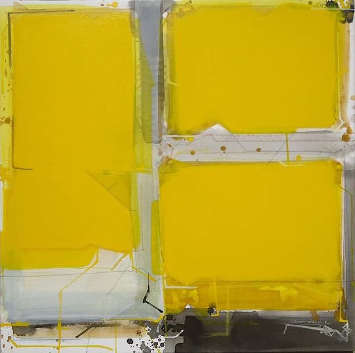 Abstract acrylic painting titled 'Abstract 2', 30x30 inches, by artist Santosh Rathod on Canvas