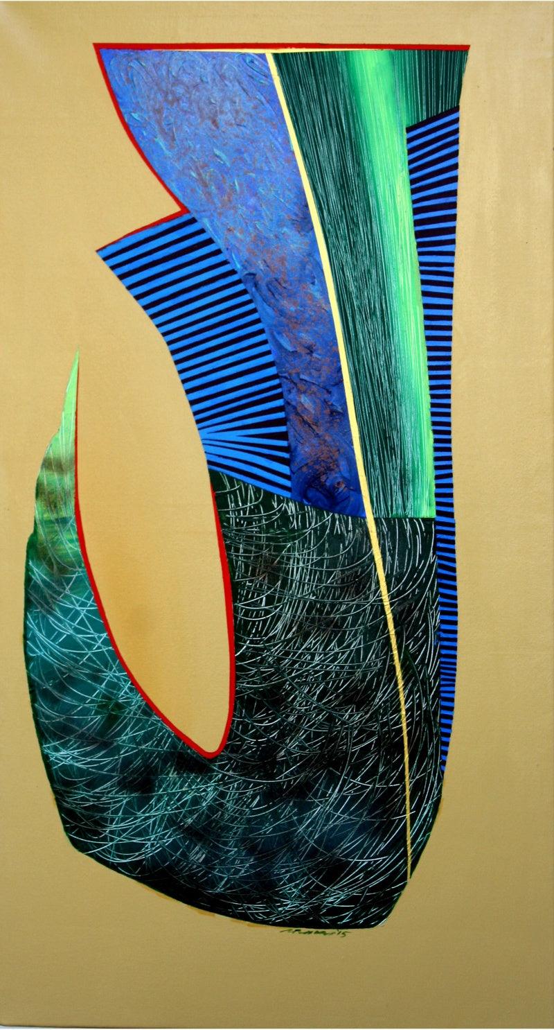 Abstract acrylic painting titled 'Abstract 5', 48x24 inches, by artist Viidhyasagar Upadhyay on Canvas