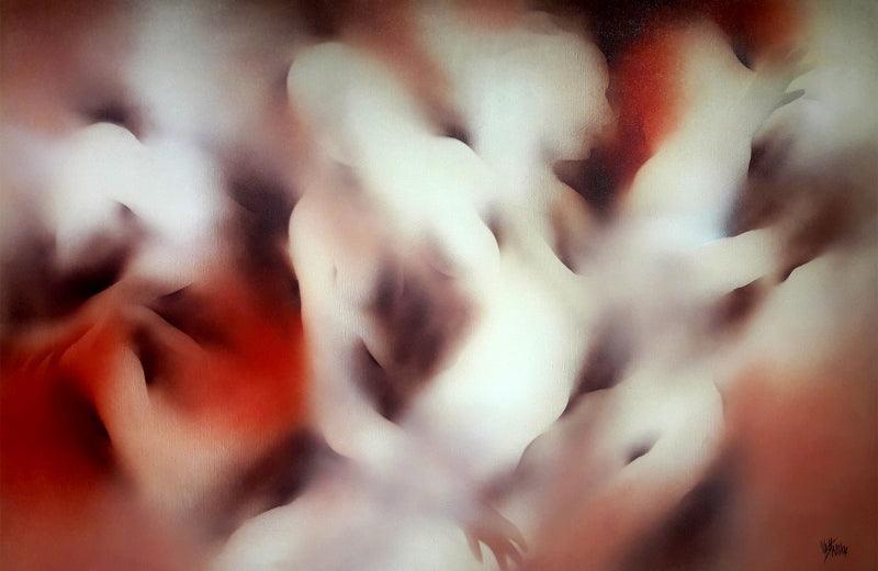 Abstract acrylic painting titled 'Abstract', 33x52 inches, by artist Vishnu Sonavane on Canvas