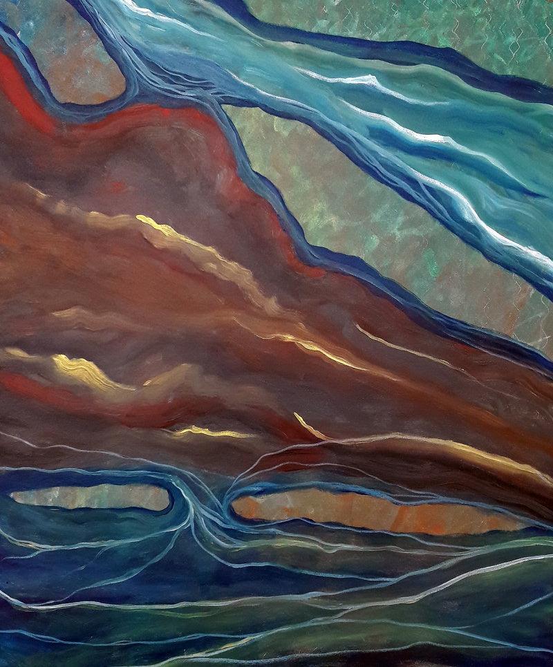 Abstract acrylic painting titled 'Abstract', 33x27 inches, by artist Seby Augustine on Canvas