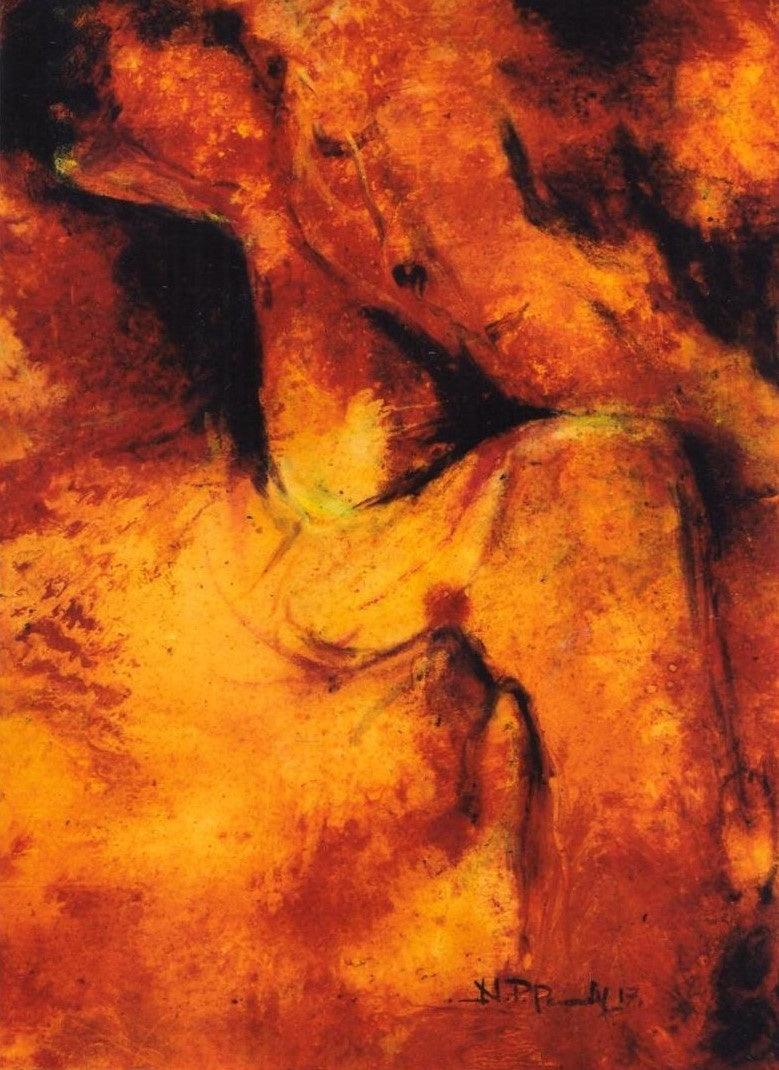 Abstract acrylic painting titled 'Abstract', 18x13 inches, by artist NP Pandey on Paper