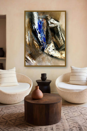 Abstract (Sapphires Embrace) by artist Arun K Mishra displayed in a Contemporary Exhibition gallery
