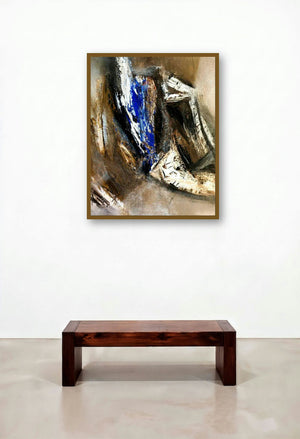 Abstract (Sapphires Embrace) by artist Arun K Mishra displayed in a Mid-Century Modern Hallway