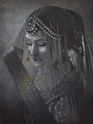Figurative oil painting titled 'Adaa', 36x48 inches, by artist Kamal Rao on Canvas
