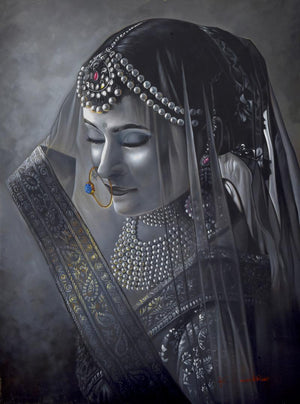 Figurative oil painting titled 'Adaa', 36x48 inches, by artist Kamal Rao on Canvas
