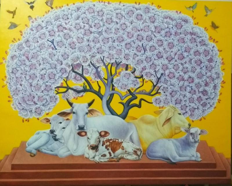 Animals acrylic painting titled 'Anand', 48x60 inches, by artist Lal Bahadur Singh on Canvas