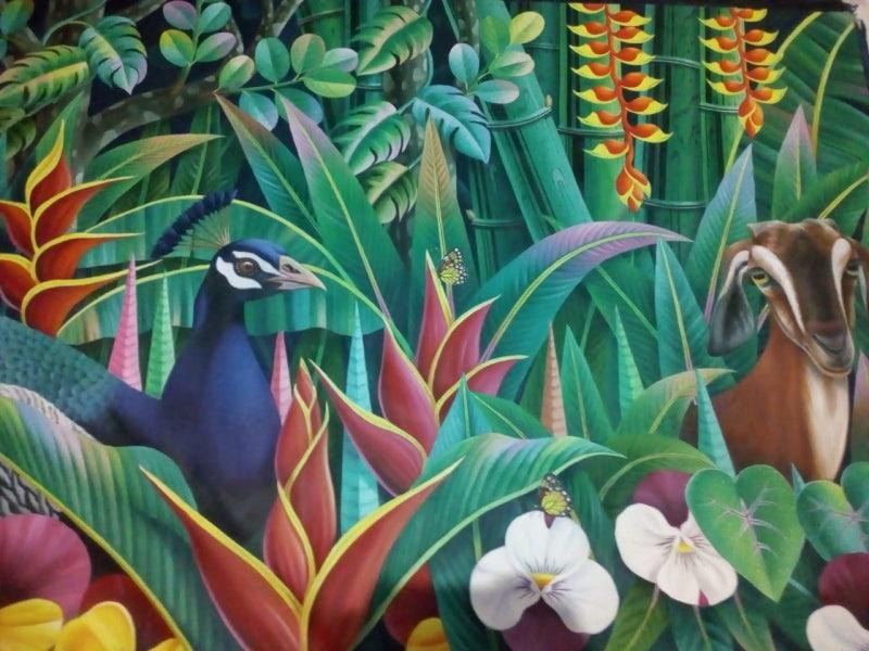 Animals oil painting titled 'Animals', 48x72 inches, by artist Murali Nagapuzha on Canvas