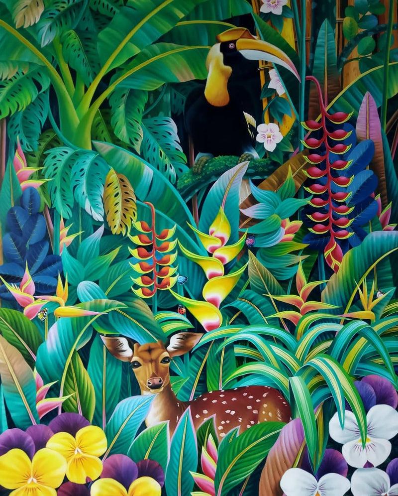 Animals oil painting titled 'Animals', 60x48 inches, by artist Murali Nagapuzha on Canvas