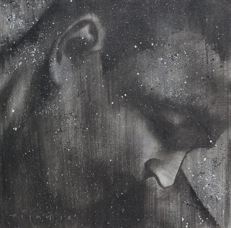 Portrait acrylic painting titled 'Arjuna', 36x36 inches, by artist Vijay Shelar on Canvas