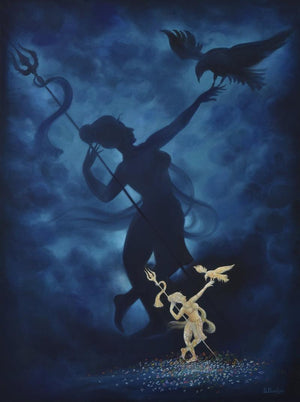 Religious oil painting titled 'Aspiration', 36x48 inches, by artist Durshit Bhaskar on Canvas