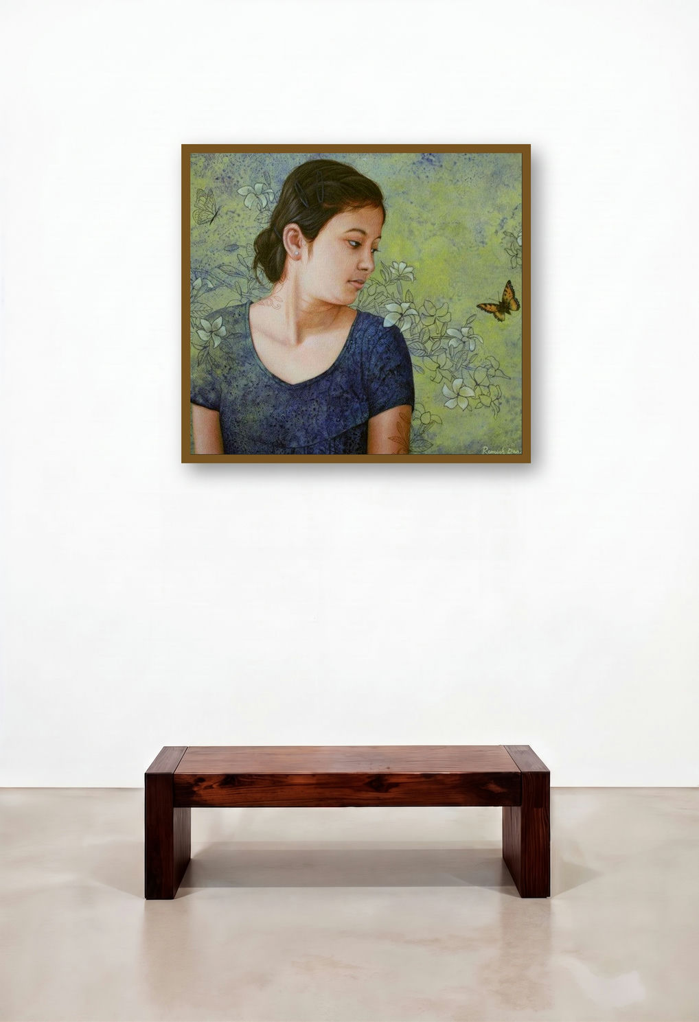 Attraction by artist Ramesh Das displayed in a Japandi Bedroom