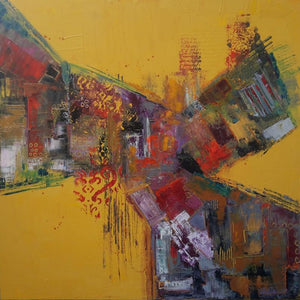 Abstract acrylic painting titled 'Autumn', 36x36 inches, by artist Sheetal Singh on Canvas