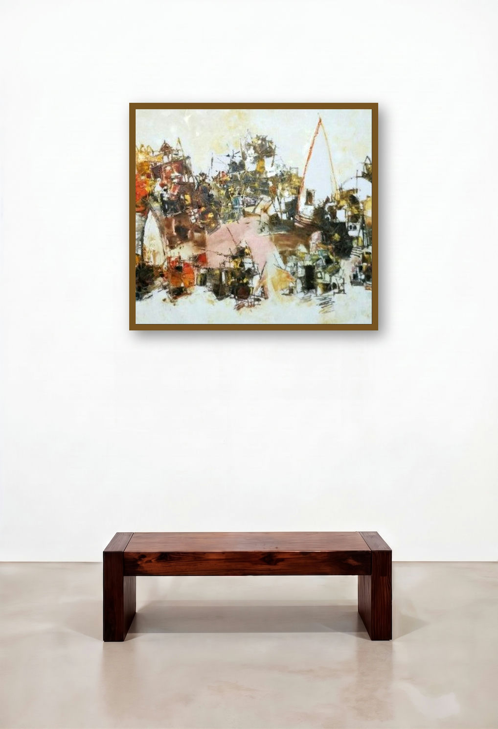 Banaras 10 (Urban Dreams) by artist Anand Narain displayed in a Urban Loft Hotel Lobby