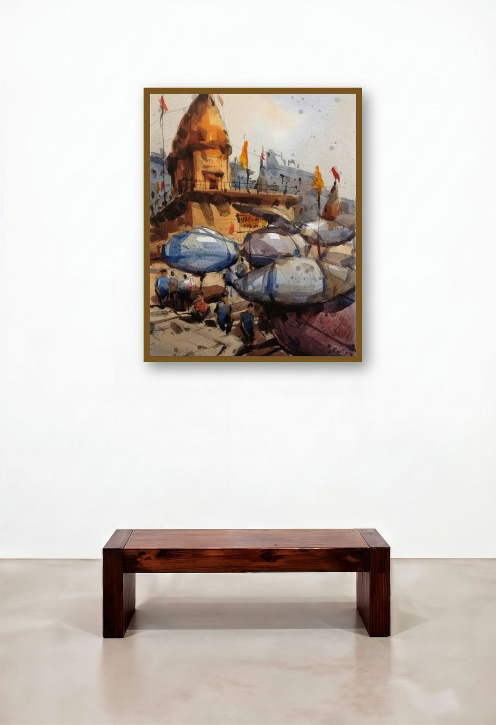 Banaras 2 (Sacred Varanasi) by artist Subrata Malakar displayed in a Contemporary Hallway