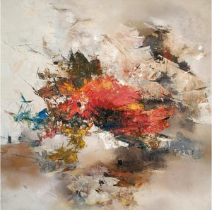 Cityscape oil painting titled 'Banaras 8', 24x24 inches, by artist Anand Narain on Canvas