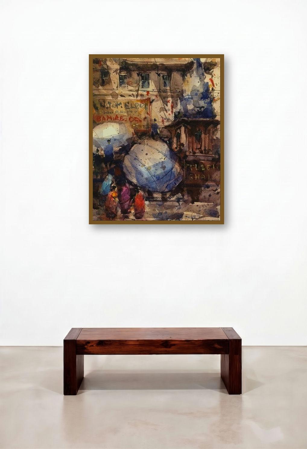 Banaras (Life on the Ganges) by artist Subrata Malakar displayed in a Coastal Foyer